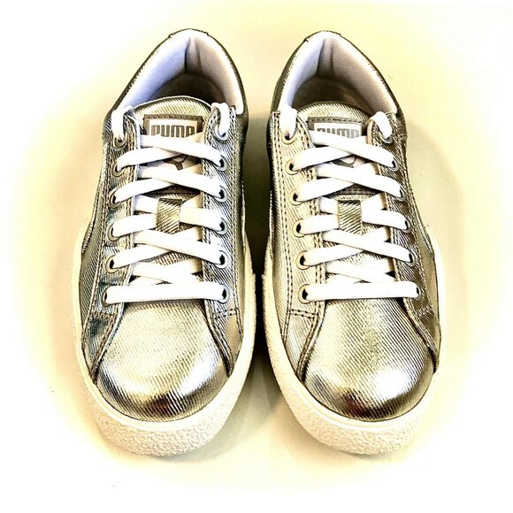 PUMA Love Metallic Silver Lace-up Platform Sneakers 6 NWT - Picture 3 of 7